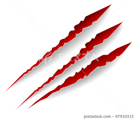 Red scratches with realistic edge texture. Claw cuts 97910315