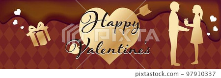 Banner Valentine Valentine's Day frame couple heart silhouette illustration material Banner Valentine Valentine's Day frame couple heart silhouette illustration material 97910337