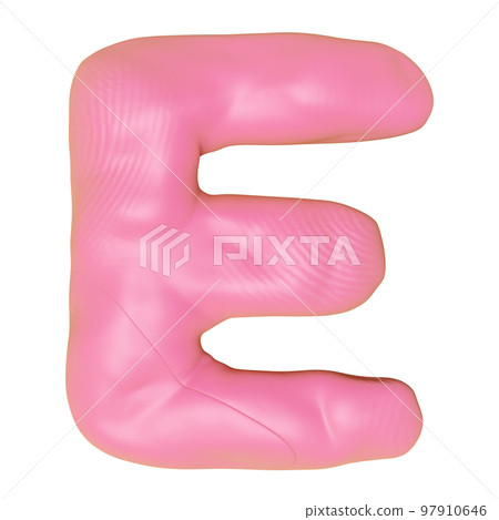E letter logo design from plasticine isolated on white background. pink E clay toy icon template elements concept, 3d illustration render, clipping path E letter logo design from plasticine isolated on white background. pink E clay toy icon template elements concept, 3d illustration render, clipping path 97910646