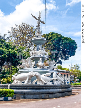 Trang city roundabout and dugong or manatees statues in Thailand 97911103