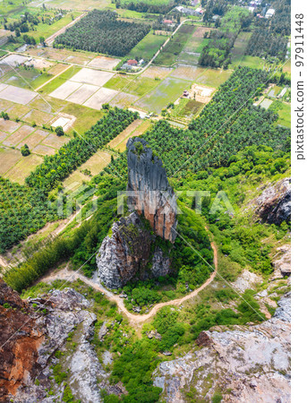 Aerial view of Khao Khuha mountain in Songkhla, Thailand Aerial view of Khao Khuha mountain in Songkhla, Thailand 97911448