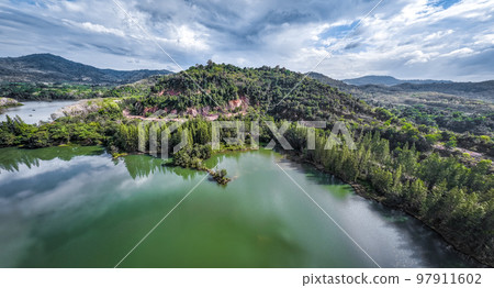 Aerial view of Liwong Lake in Songkhla, Thailand Aerial view of Liwong Lake in Songkhla, Thailand 97911602