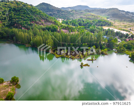 Aerial view of Liwong Lake in Songkhla, Thailand Aerial view of Liwong Lake in Songkhla, Thailand 97911625