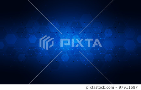 Abstract technology background and design element with hexagons pattern and geometric shapes for your drafting 97911687
