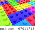 Background of colored toy bricks 97911713