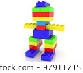 Robot made of colored toy bricks 97911715