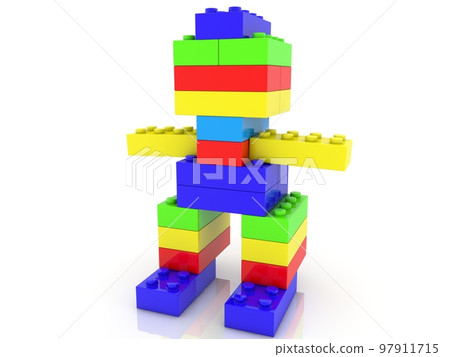 Robot made of colored toy bricks Robot made of colored toy bricks 97911715