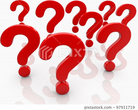 Red question marks on a white background Red question marks on a white background 97911719