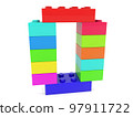 Number 0 from toy bricks of different colors on a white background 97911722
