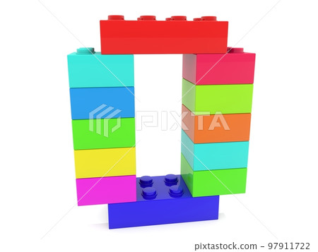 Number 0 from toy bricks of different colors on a white background Number 0 from toy bricks of different colors on a white background 97911722