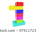 Number 1 from toy bricks of different colors on a white background 97911723