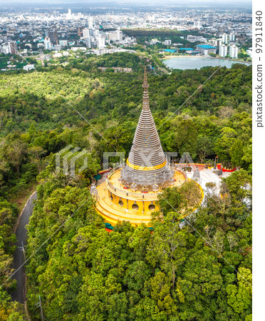 Phra Maha Chedi Tripob Trimongkol steel pagoda in Hat Yai, Songkhla, Thailand  97911840