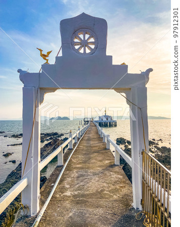 Wat koh Phayam temple on the water in Ranong, Thailand 97912301