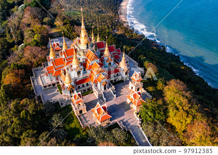 Phra Mahathat Chedi Phakdee Prakat temple in Prachuap Khiri Khan, Thailand Phra Mahathat Chedi Phakdee Prakat temple in Prachuap Khiri Khan, Thailand 97912385
