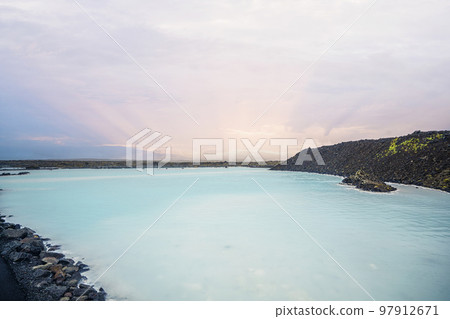 Blue lagoon in the sunset 97912671