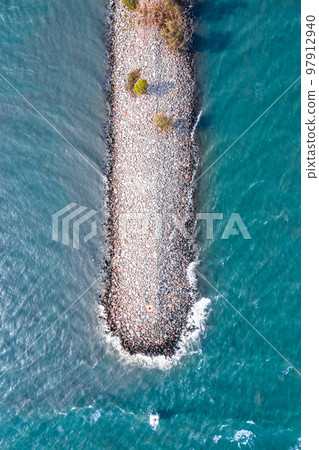 Aerial view of Pak Nam Pranburi Estuary in Prachuap Khiri Khan, Thailand 97912940