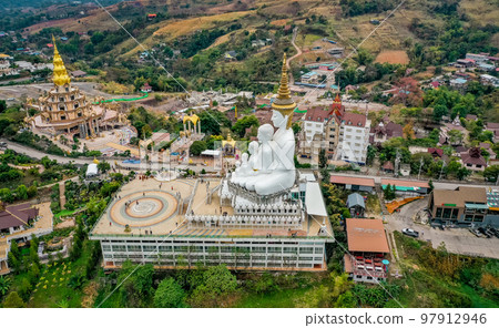 Aerial view of Wat Phrathat Pha Sorn Kaew, white buddha temple in Phetchabun, Thailand Aerial view of Wat Phrathat Pha Sorn Kaew, white buddha temple in Phetchabun, Thailand 97912946