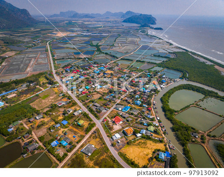 Aerial view of Khao Daeng View Point, the red mountain, in Sam Roi Yot National Park, in Prachuap 97913092
