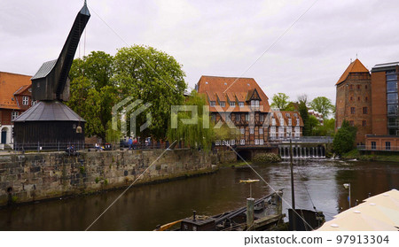 Old crane at the Historic city of Luneburg Germany Old crane at the Historic city of Luneburg Germany 97913304