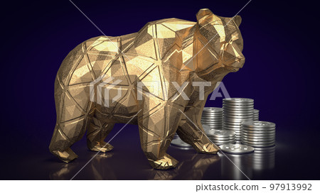 The gold bear and coins for business concept 3d rendering 97913992