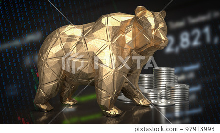 The gold bear and coins for business concept 3d rendering 97913993