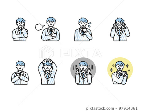 Human facial expression illustration (male, icon, avatar, laugh, cry, depressed, surprised, angry, know) Human facial expression illustration (male, icon, avatar, laugh, cry, depressed, surprised, angry, know) 97914361
