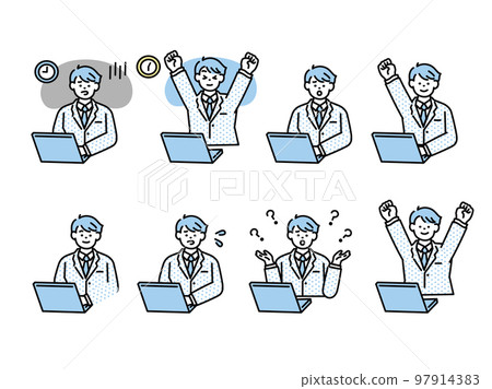 A man working on a personal computer (overtime, elite, busy, mistake, explanation, hard work, end of work) 97914383