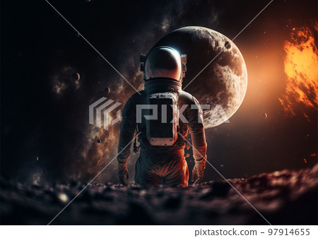 Astronaut and space background. 3d illustration 97914655