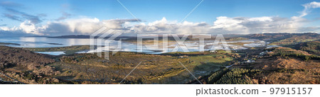 Aerial view of Gweebarra Bay in Donegal - Ireland. Aerial view of Gweebarra Bay in Donegal - Ireland. 97915157