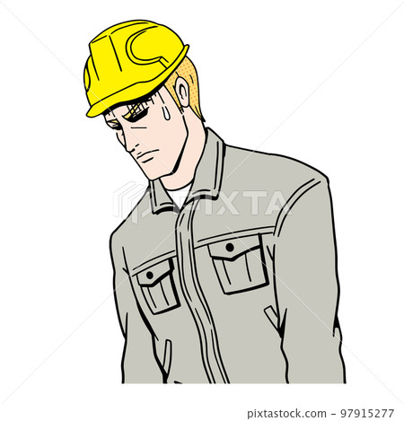 沮喪的白種人建築工人 97915277