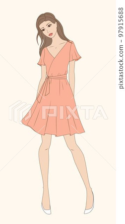 Woman in a red dress. Woman in a red dress. 97915688
