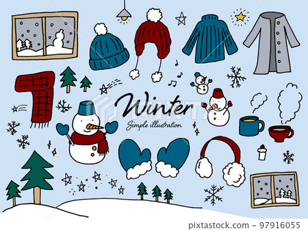 Rough hand drawn winter illustration set Rough hand drawn winter illustration set 97916055