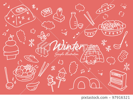 Rough hand drawn winter illustration set Rough hand drawn winter illustration set 97916321