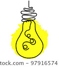 Continuous one line drawing bulb lamp colour 97916574