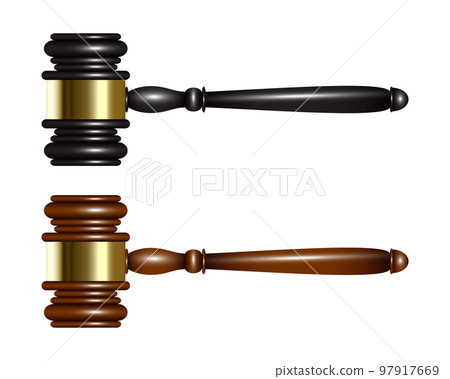Wooden judge or auction gavel set. 97917669