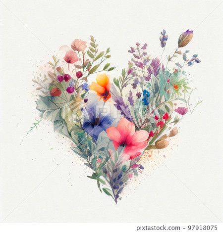 Floral heart. Heart of flowers. Wedding card.... - Stock Illustration ...