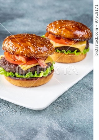 Hamburgers on the plate 97918171