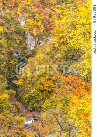 Naruko峽谷秋葉在宮城縣 97918891