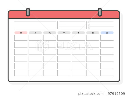 僅適用於一周中幾天的日曆模板 - 從周日開始的月曆 - 待辦事項列表 97919509