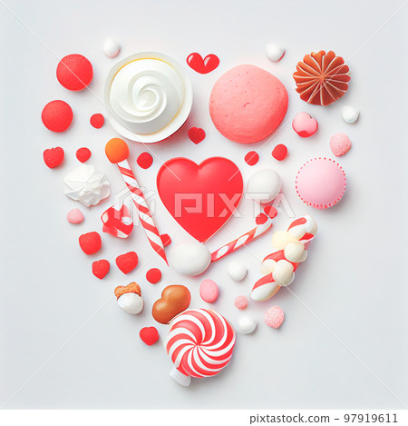 Close up shot of sweets for Valentine's Day background with copy space. Gift ideas for Valentine. Close up shot of sweets for Valentine's Day background with copy space. Gift ideas for Valentine. 97919611