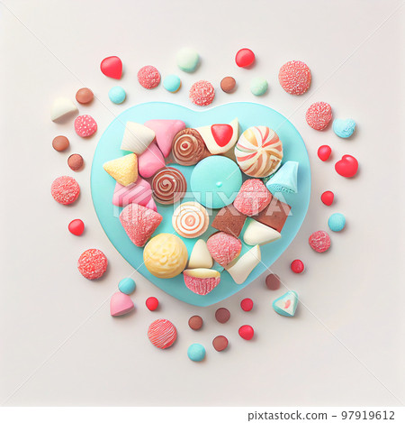 Close up shot of sweets for Valentine's Day background with copy space. Gift ideas for Valentine. 97919612