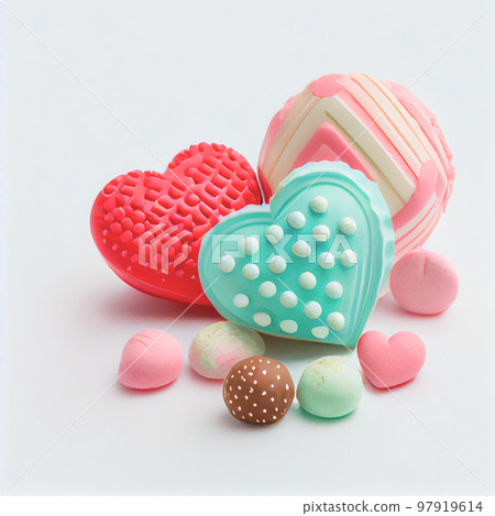 Close up shot of sweets for Valentine's Day background with copy space. Gift ideas for Valentine. Close up shot of sweets for Valentine's Day background with copy space. Gift ideas for Valentine. 97919614