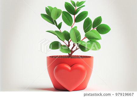 Close up shot of potted plant for Valentine's Day background with copy space. Gift ideas for Valentine. Close up shot of potted plant for Valentine's Day background with copy space. Gift ideas for Valentine. 97919667