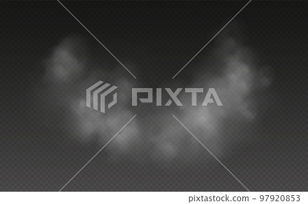 Fog or smoke isolated on transparent background. Realistic smog, haze, mist or cloudiness effect. 97920853