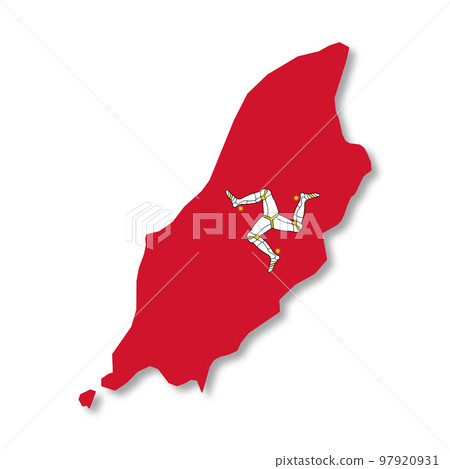 Isle of Man flag map on white background with clipping path 3d illustration Isle of Man flag map on white background with clipping path 3d illustration 97920931