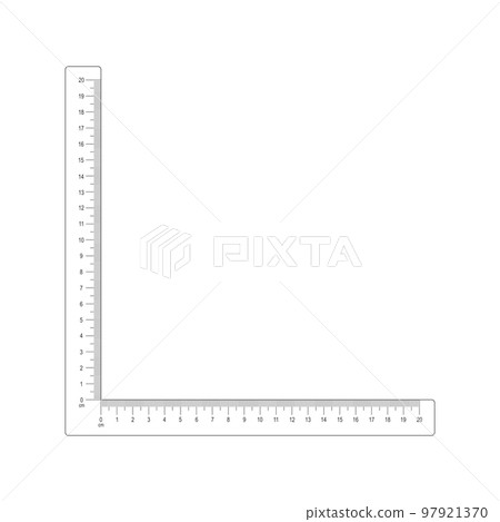 20 cm corner ruler template. Measuring tool with vertical and horizontal lines with centimeters and millimeters markup and numbers. Vector outline illustration isolated on white background 20 cm corner ruler template. Measuring tool with vertical and horizontal lines with centimeters and millimeters markup and numbers. Vector outline illustration isolated on white background 97921370