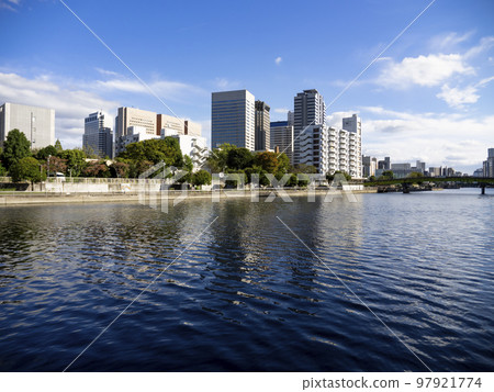 Waterfront scenery along a canal in Tokyo. Tennozu. 97921774
