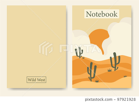 Aesthetic desert landscape template for notebook cover. Aesthetic desert landscape template for notebook cover. 97921928