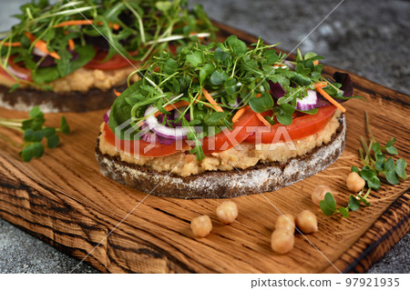 Vegetarian sandwich with microgreen Vegetarian sandwich with microgreen 97921935