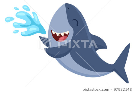 Playful shark laughing. Funny underwater cartoon animal Playful shark laughing. Funny underwater cartoon animal 97922148